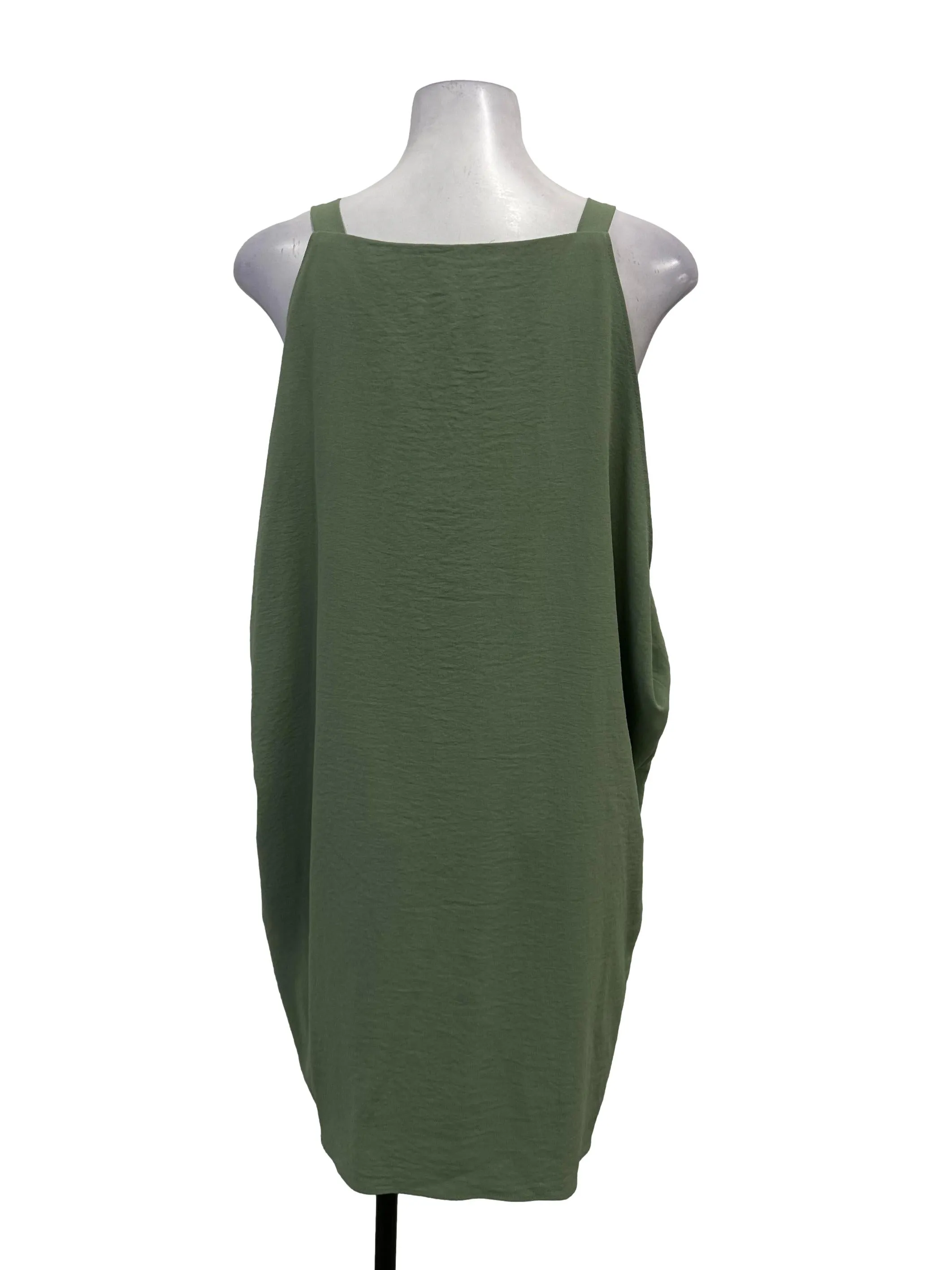 Grass Green Cami Straight Neck Dress OSN