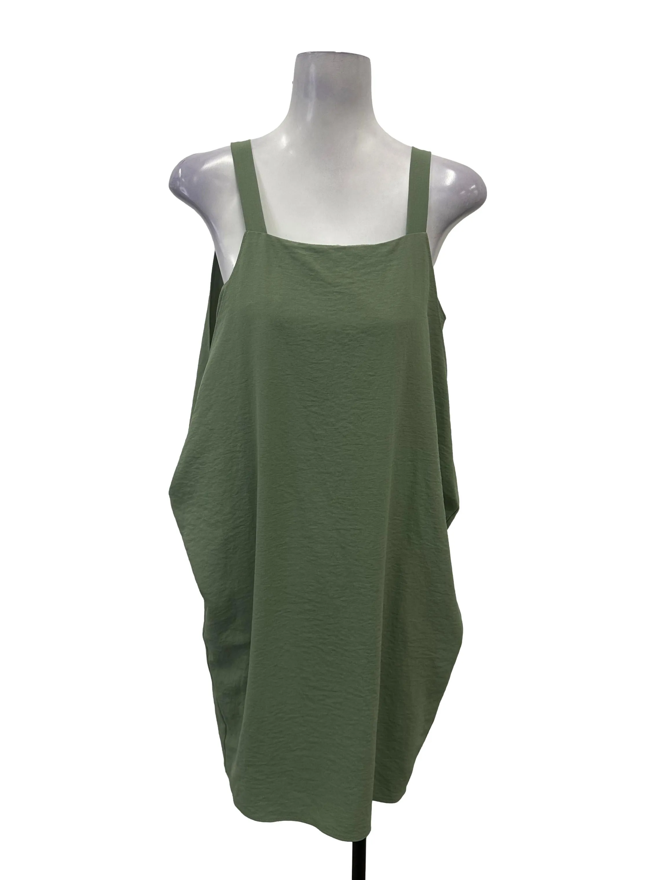 Grass Green Cami Straight Neck Dress OSN