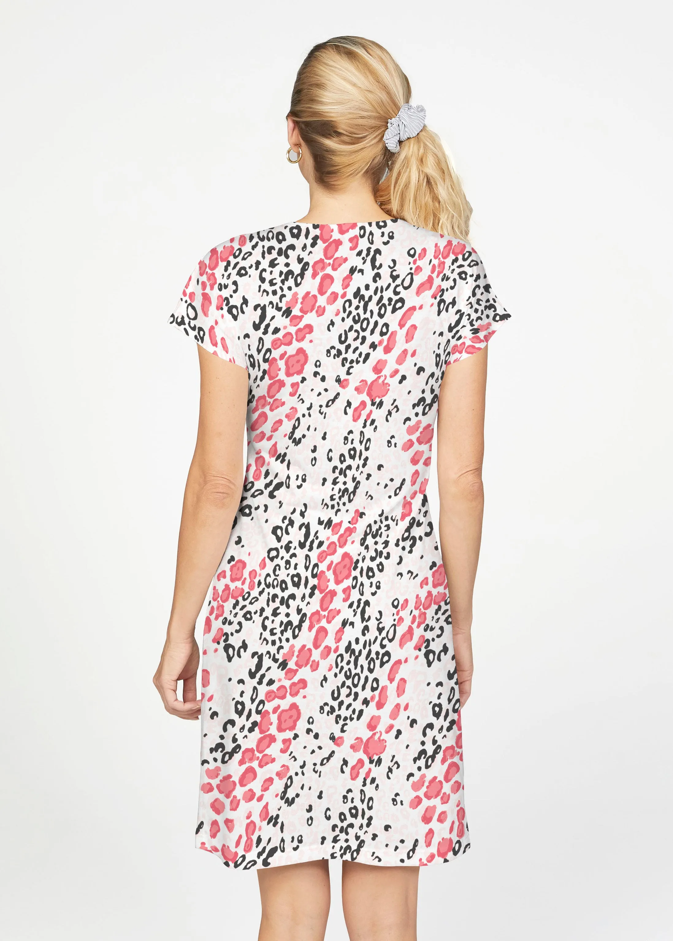 Greek Cat Pink (7903) ~ French Terry Short Sleeve Crew Dress