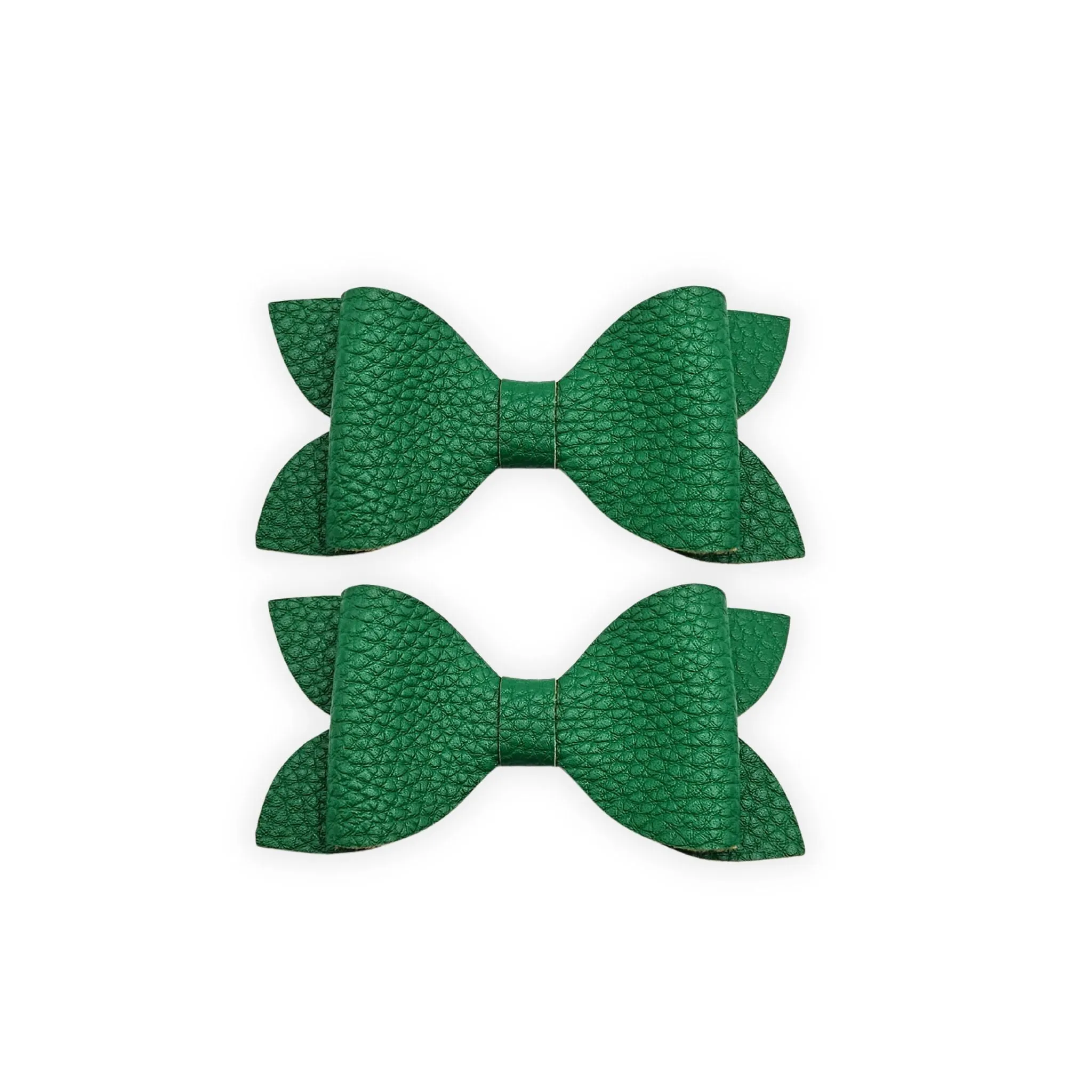 Green Faux Leather Hair Bows