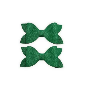 Green Faux Leather Hair Bows