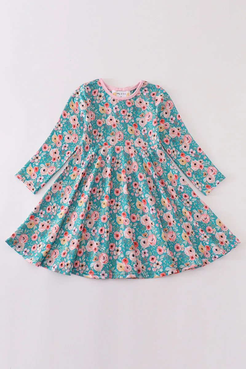 Green Floral Print Dress