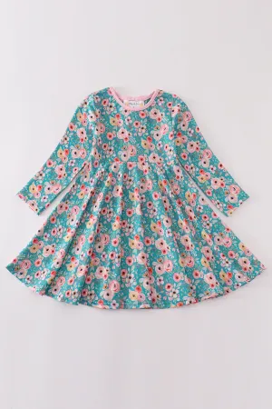 Green Floral Print Dress