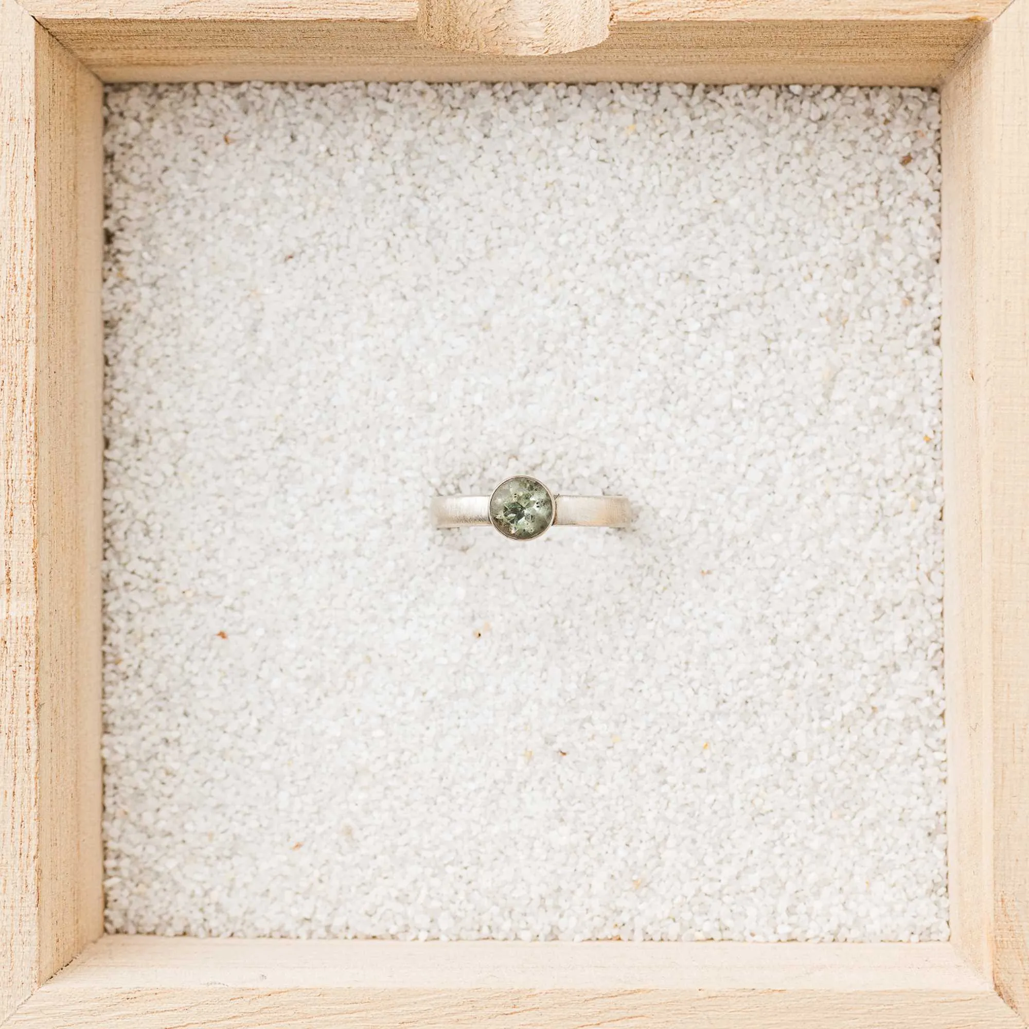 Green Oregon Sunstone Ring in Sterling Silver
