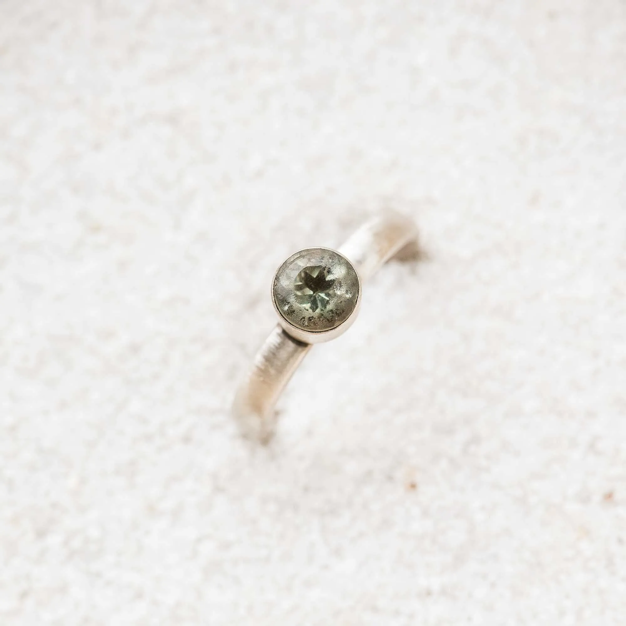 Green Oregon Sunstone Ring in Sterling Silver