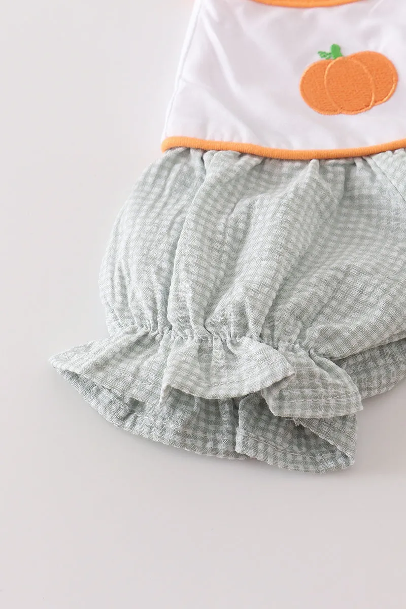 Green Pumpkin Embroidery Girl Set