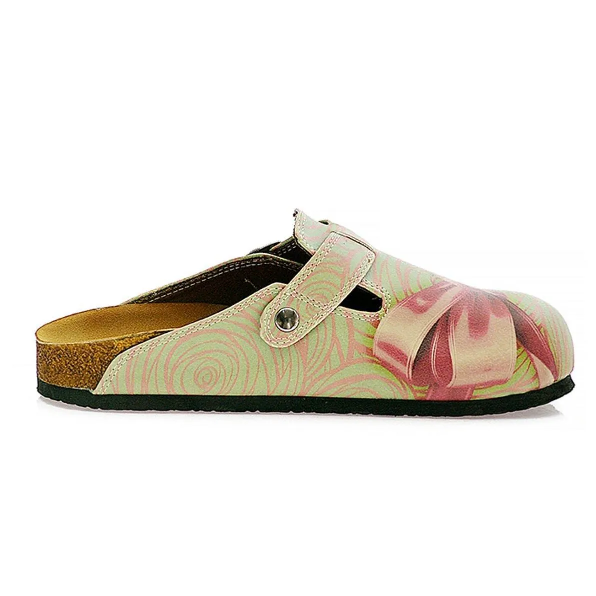 Green, Purple Moving Lines and Pink Bow Patterned Clogs - CAL321