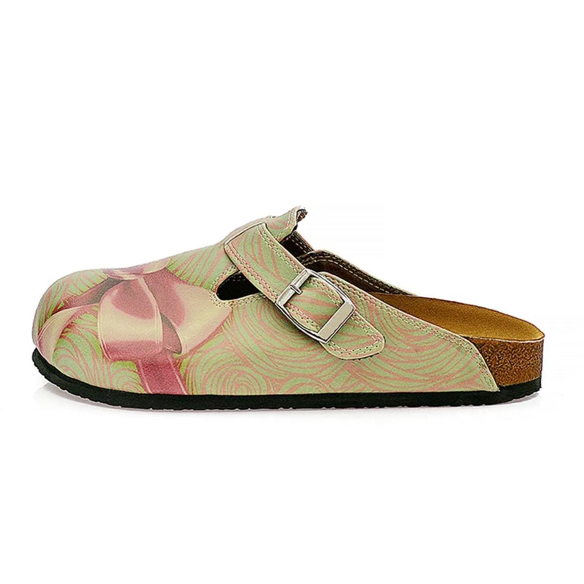 Green, Purple Moving Lines and Pink Bow Patterned Clogs - CAL321