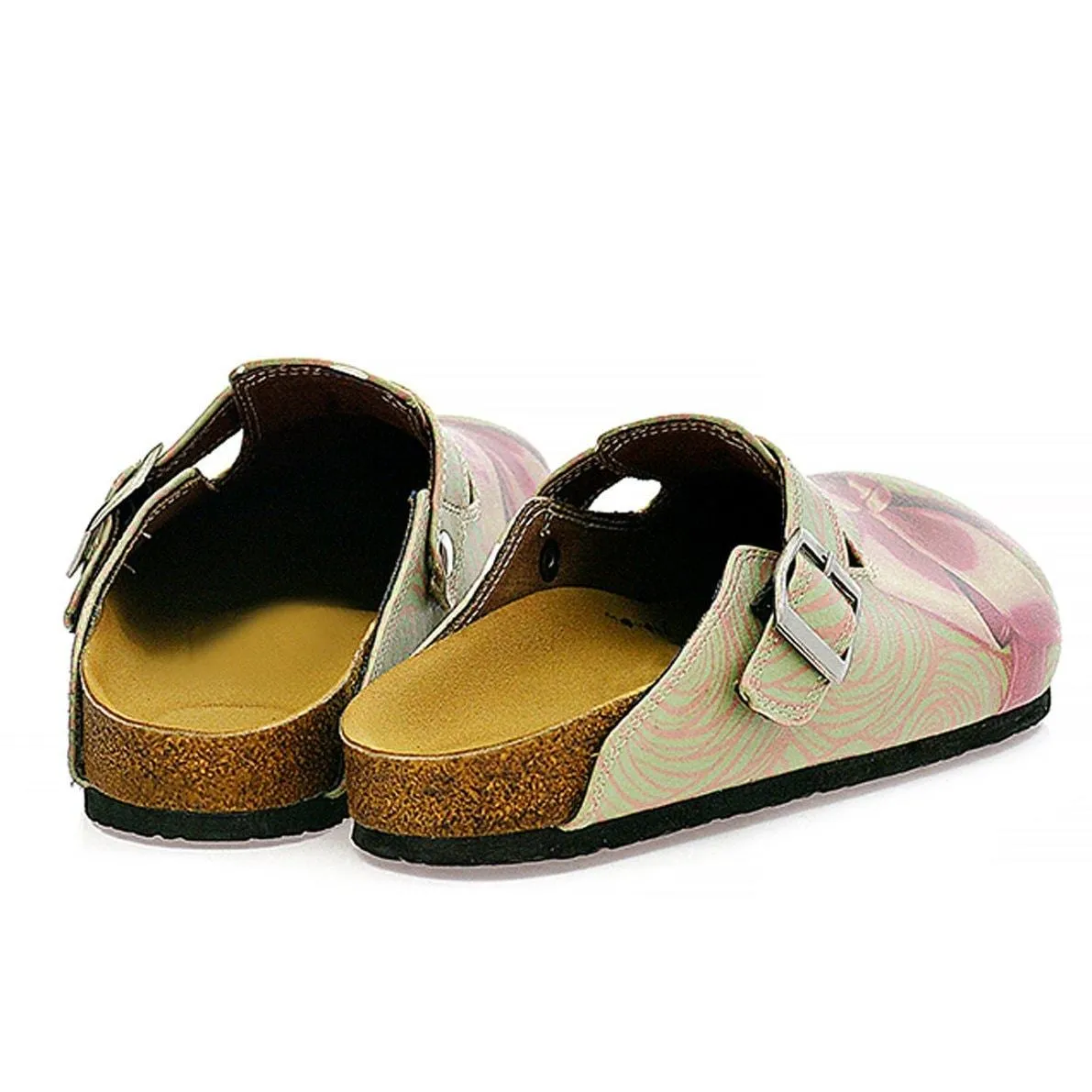 Green, Purple Moving Lines and Pink Bow Patterned Clogs - CAL321