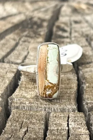 Green Turquoise Rectangle Ring Sz 7.5