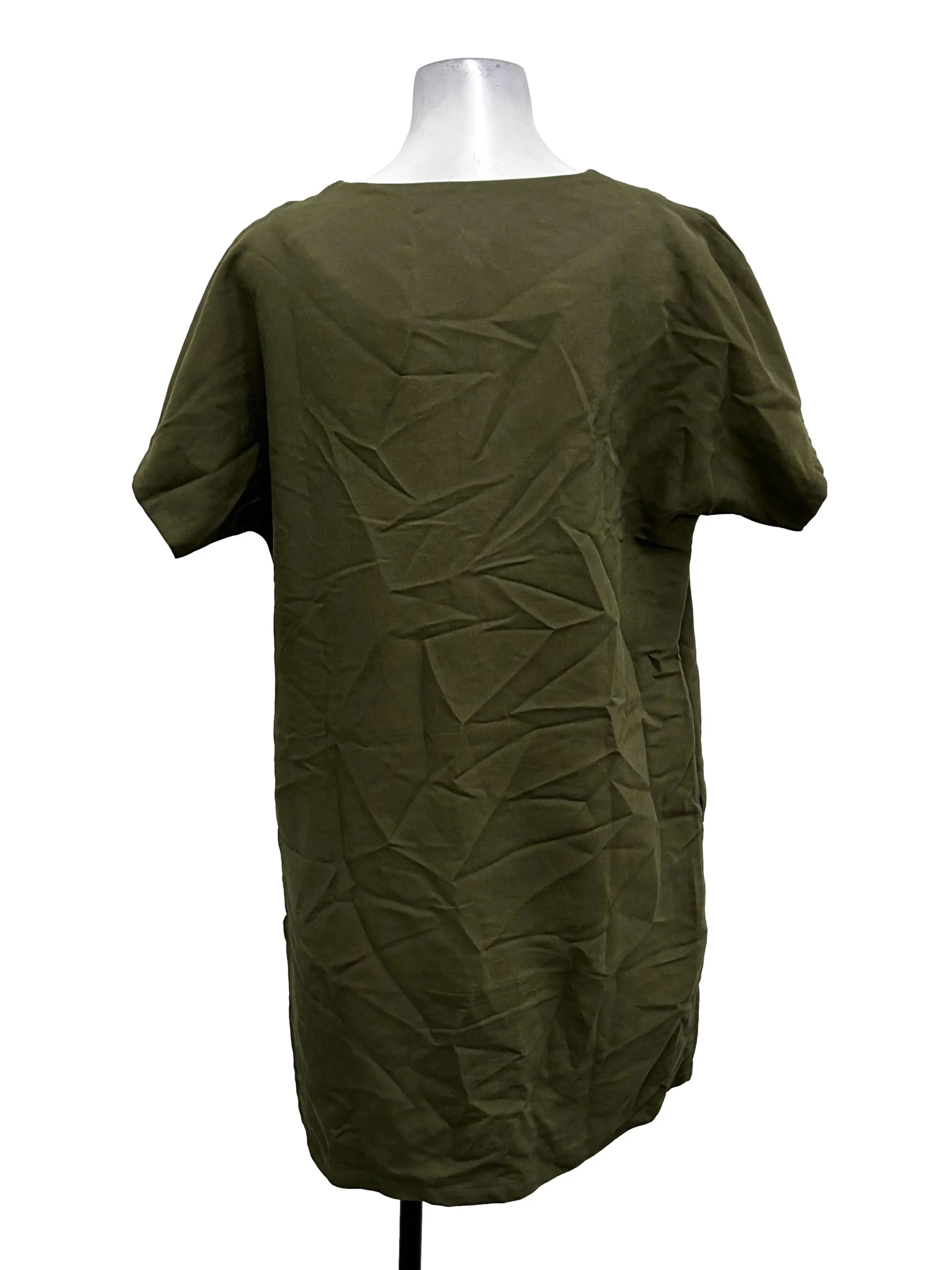Green V-Neck Shift Dress OSN