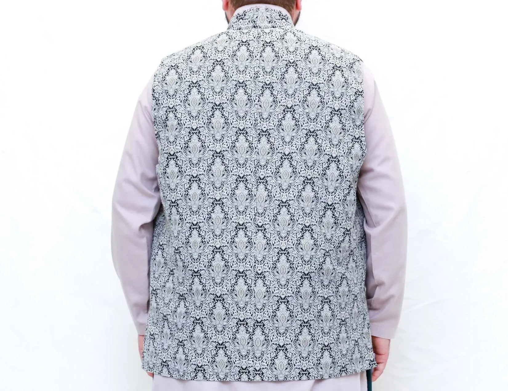 Grey Cotton Embossed Men's Vest