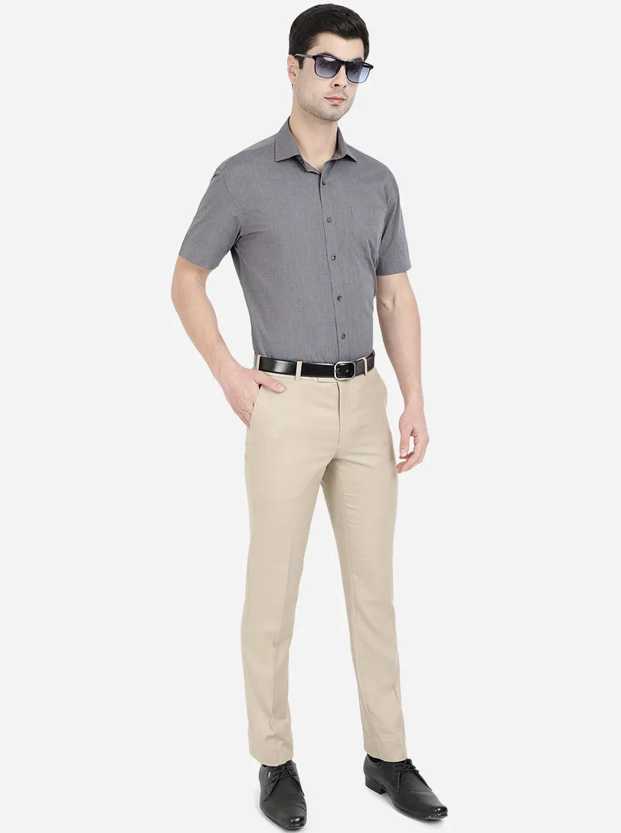 Grey Solid Regular Fit Formal Shirt | JadeBlue