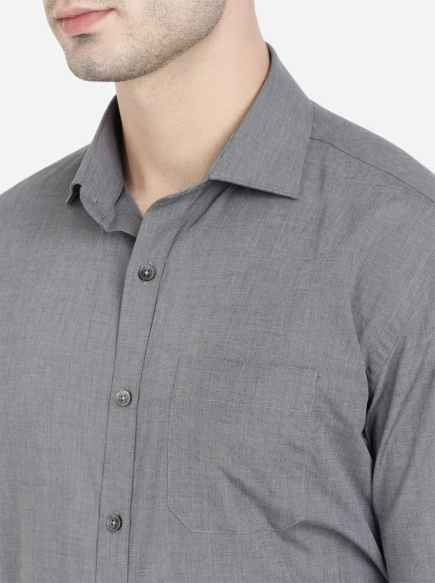 Grey Solid Regular Fit Formal Shirt | JadeBlue