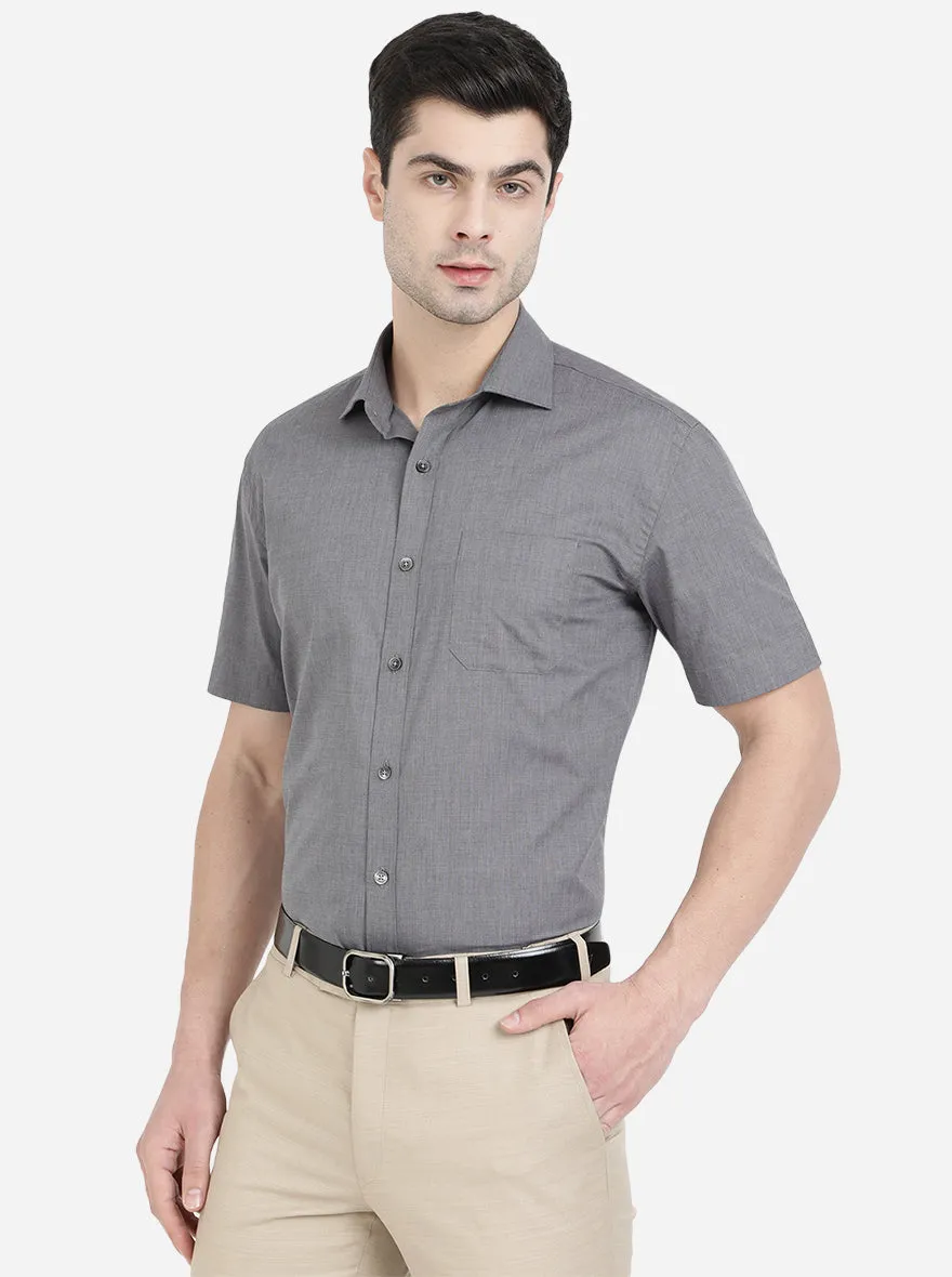 Grey Solid Regular Fit Formal Shirt | JadeBlue