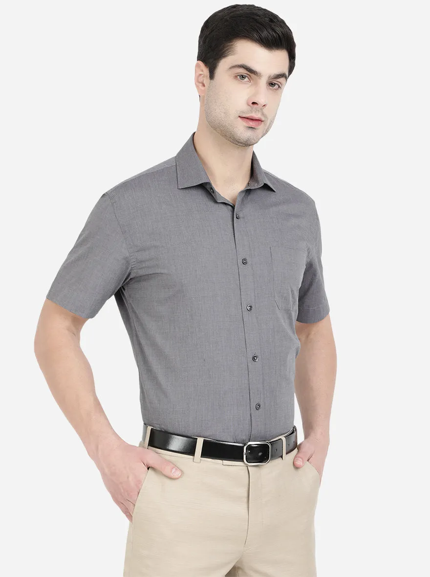 Grey Solid Regular Fit Formal Shirt | JadeBlue