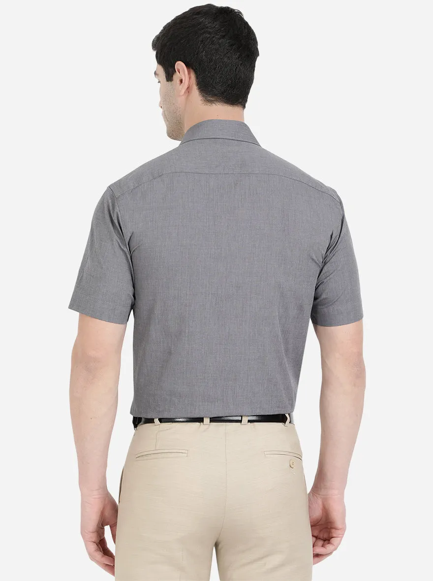 Grey Solid Regular Fit Formal Shirt | JadeBlue