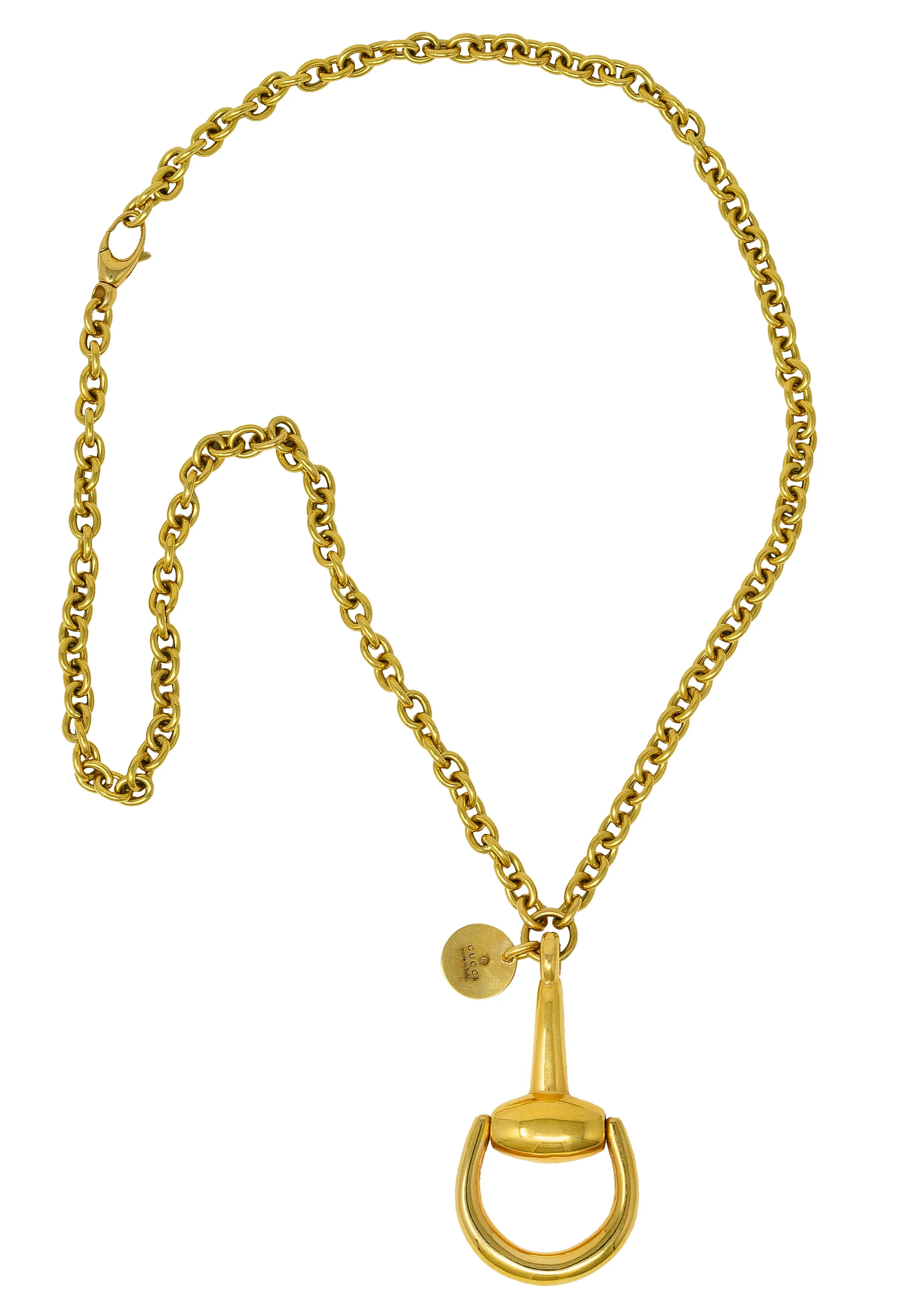 Gucci 18 Karat Yellow Gold Horsebit Pendant Vintage Necklace