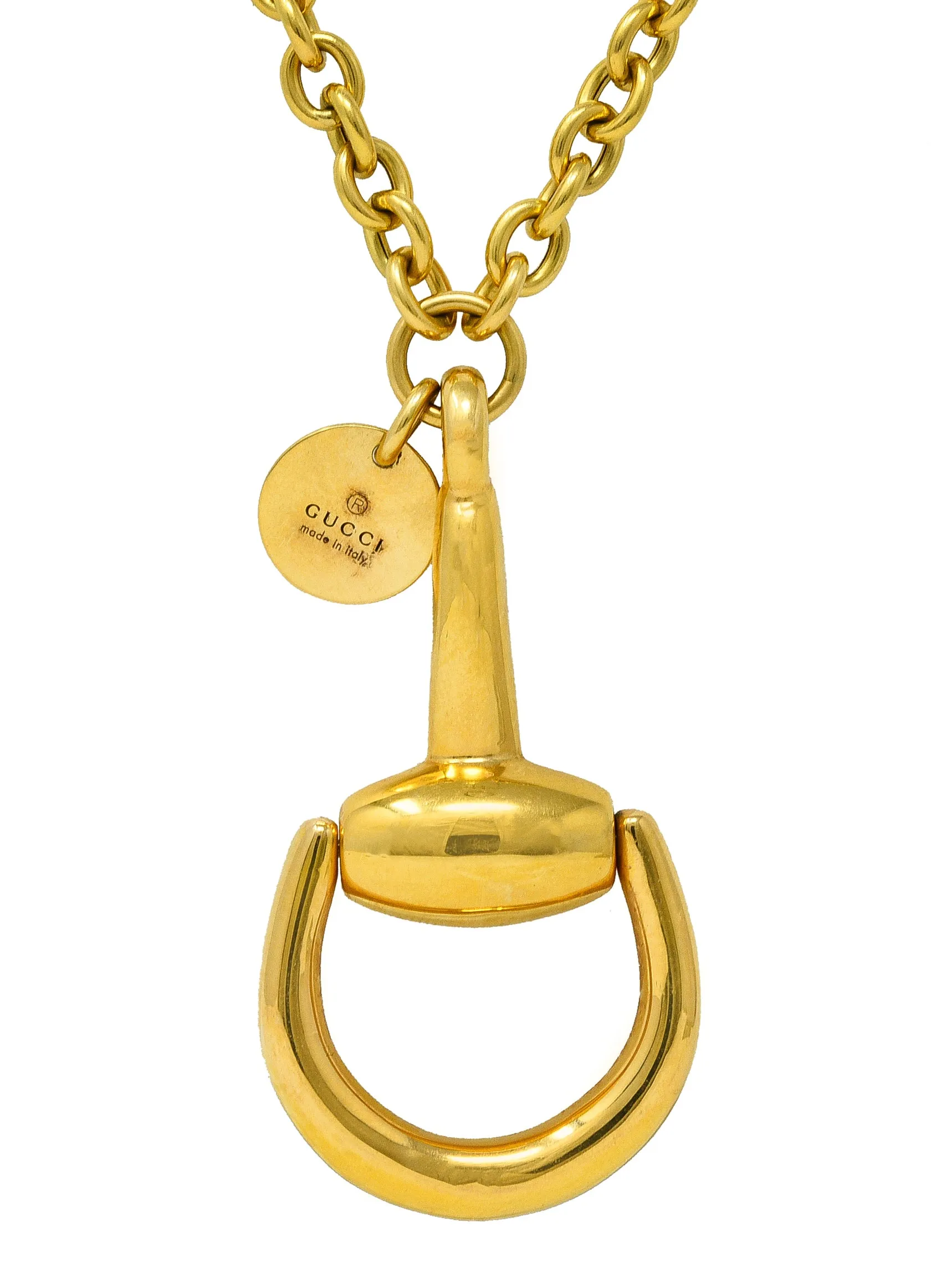 Gucci 18 Karat Yellow Gold Horsebit Pendant Vintage Necklace