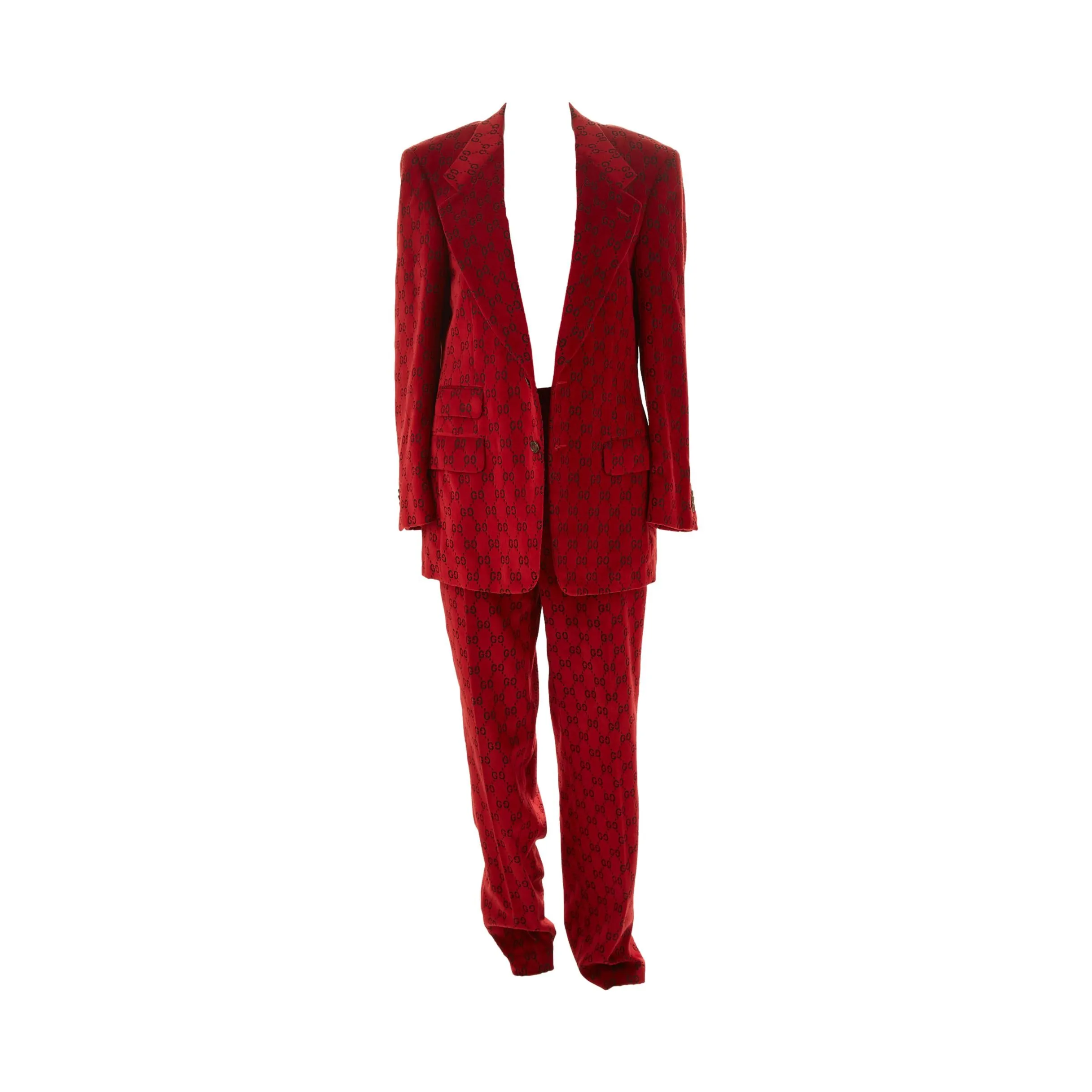 Gucci Red Velvet Logo Suit