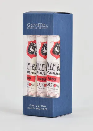 Gun Hill Handkerchief - Champagne Labels - 3pk with gift box