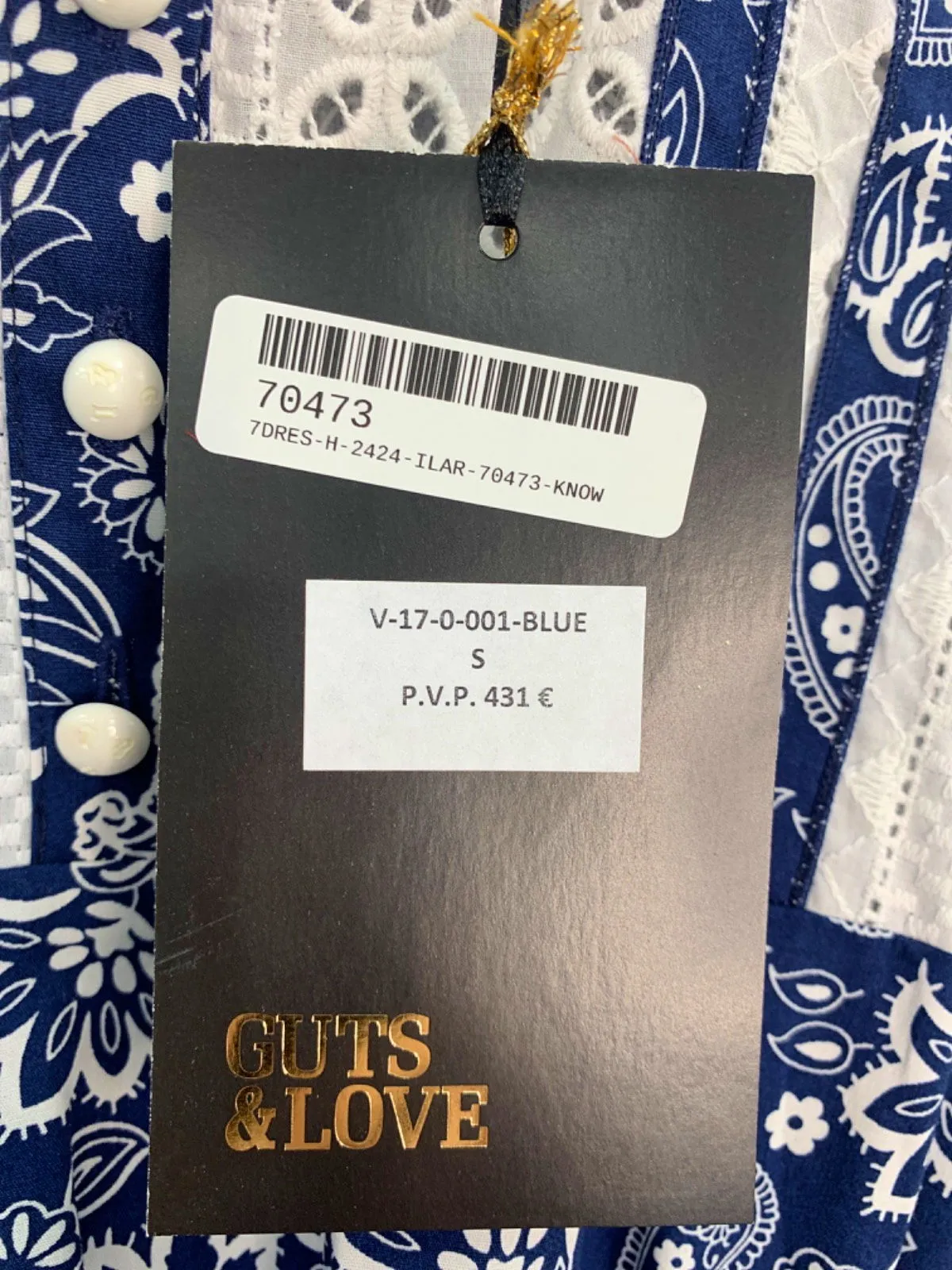 Guts & Love Blue Paisley Print Mini Dress UK S