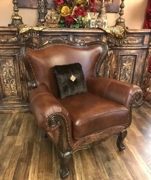 Hadley Large Leather and Faux Croc Chair