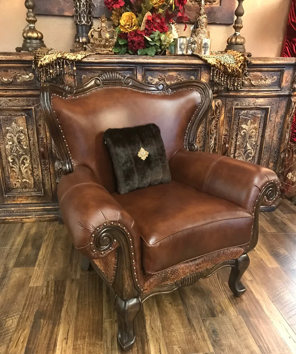 Hadley Large Leather and Faux Croc Chair