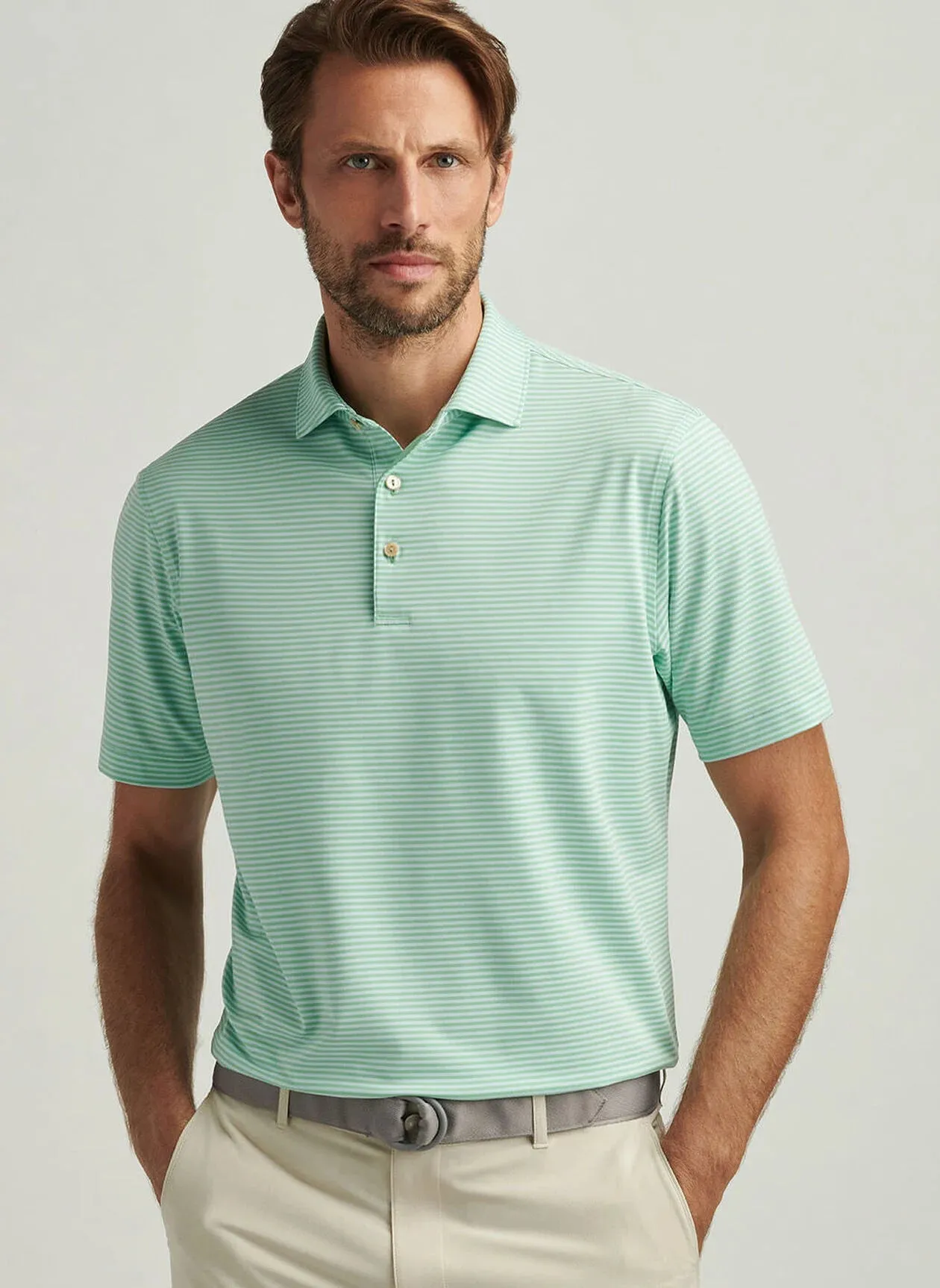 Hales Performance Jersey Polo by Peter Millar - Pear Tart
