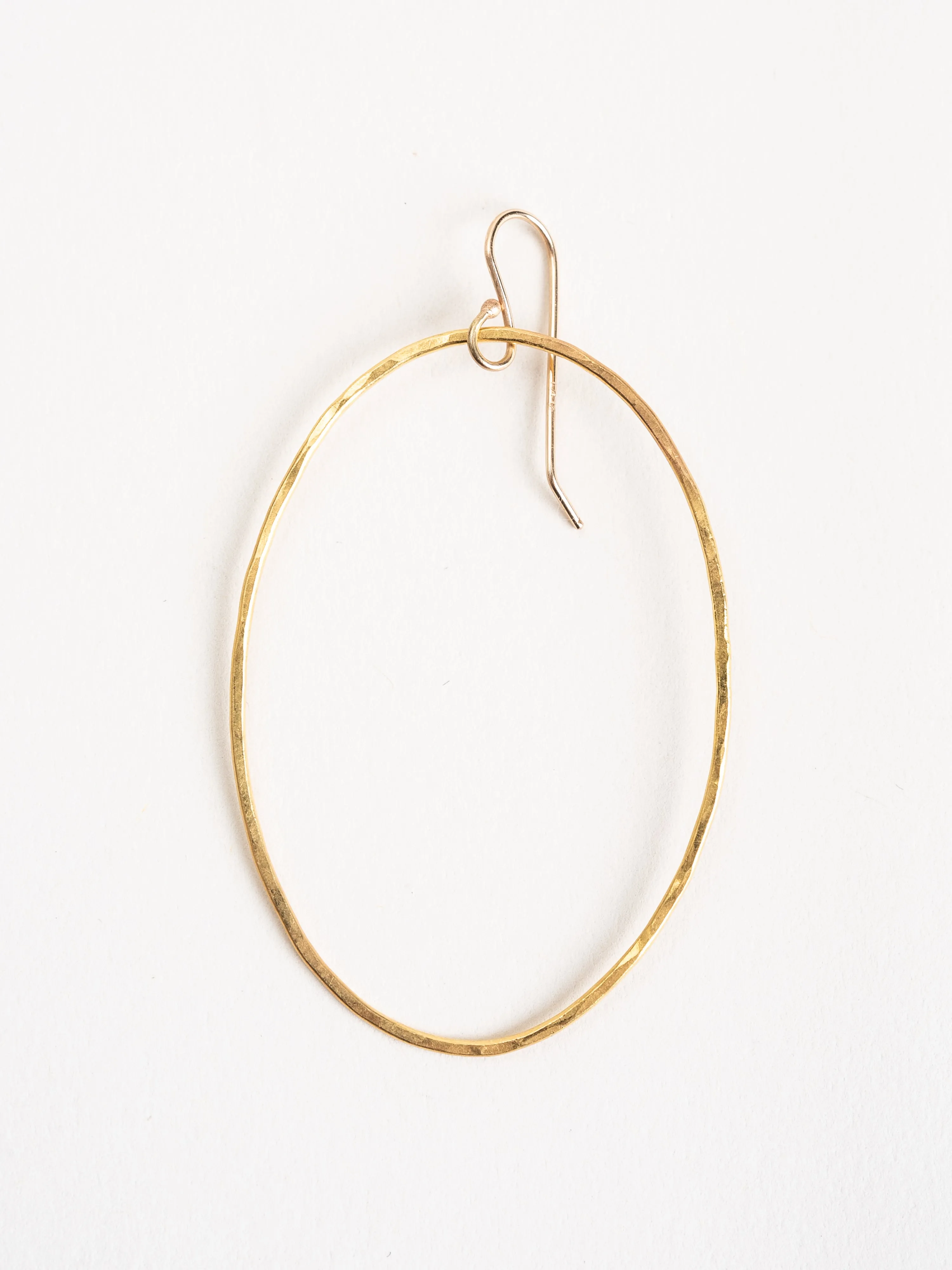 hammered gold large oval hoop