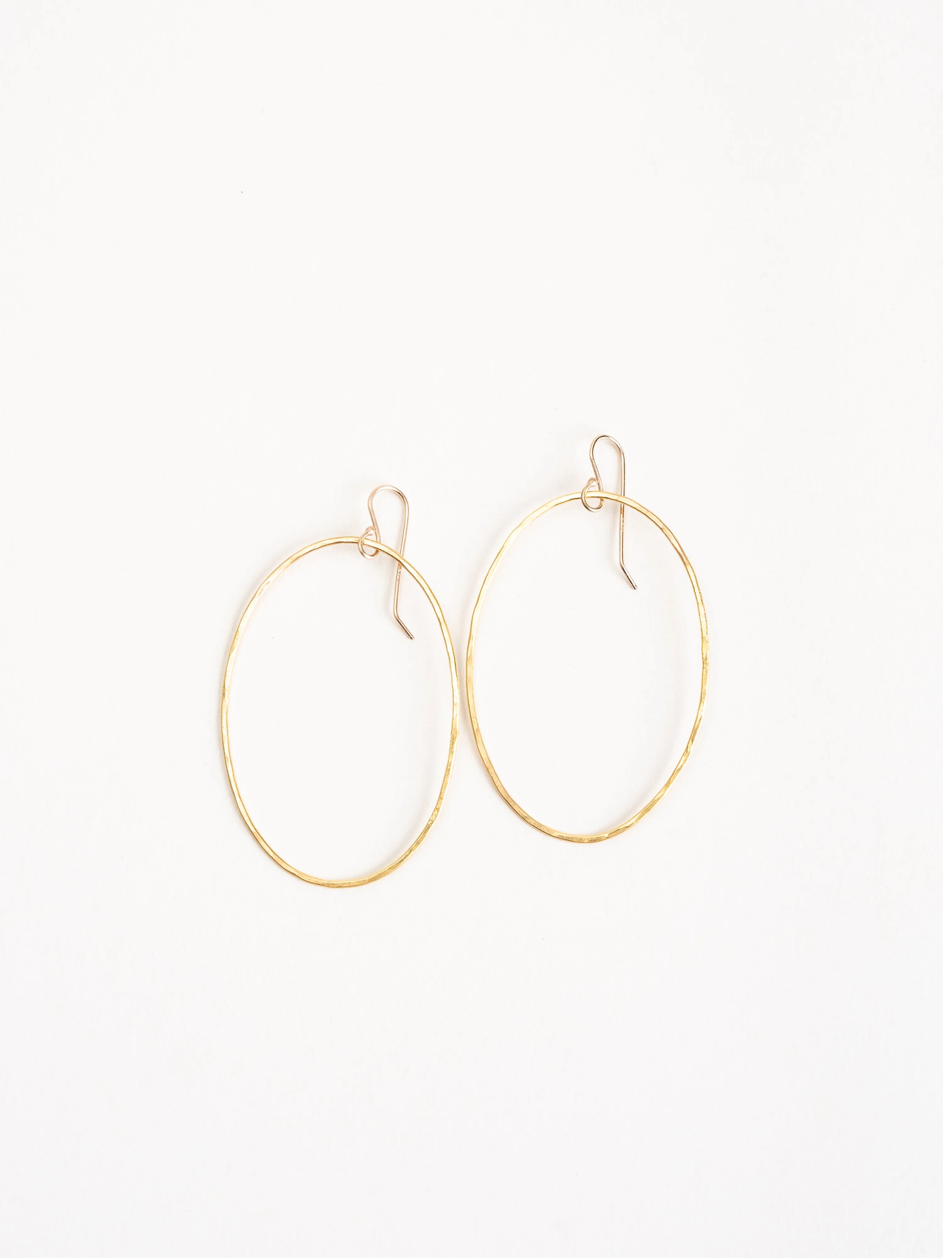 hammered gold large oval hoop