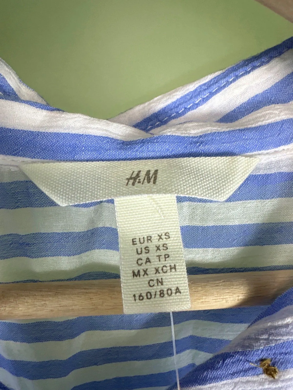 H&M Blue Striped Shirt UK XS
