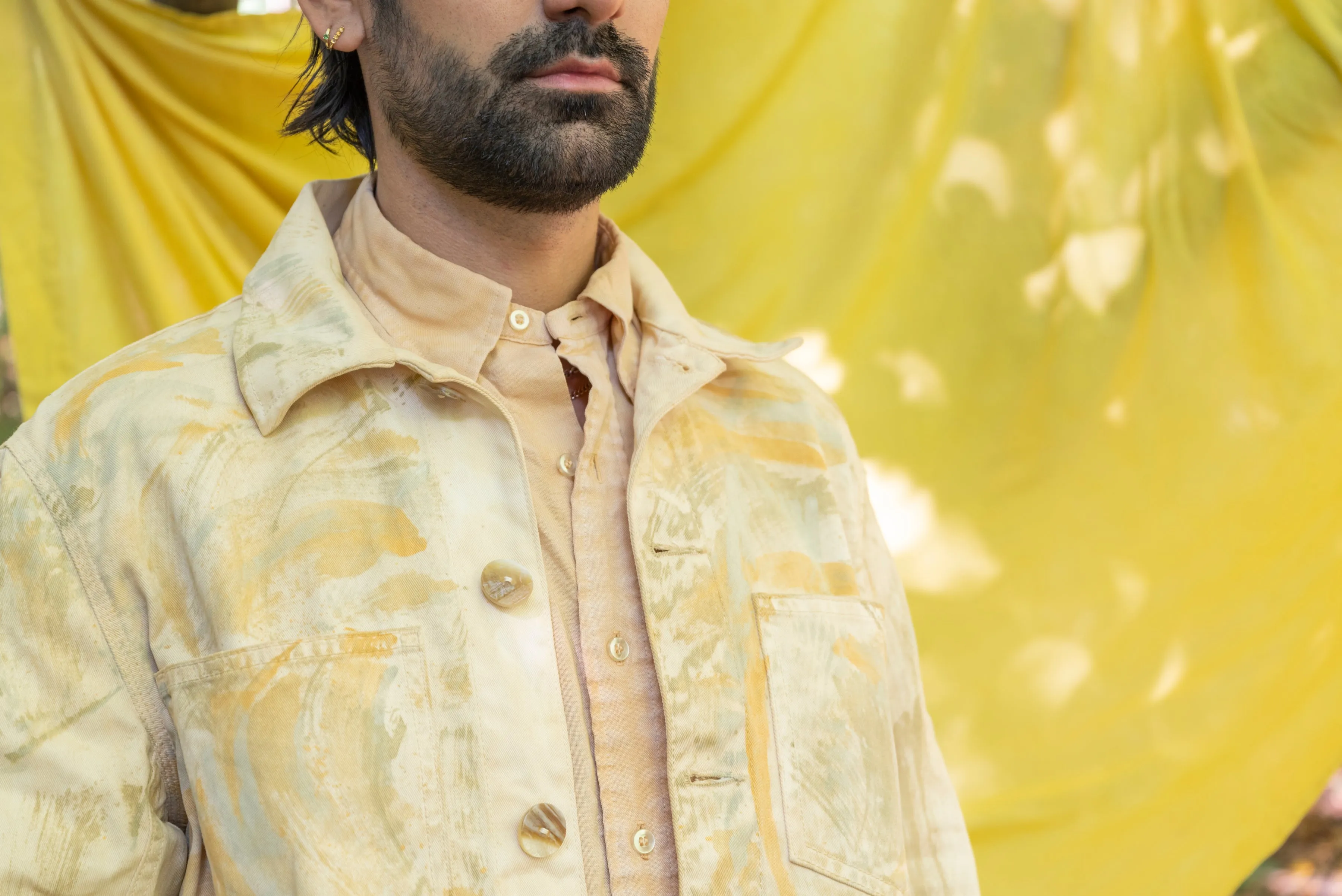 Hand-Painted Cotton Twill Work Jacket - Erosion