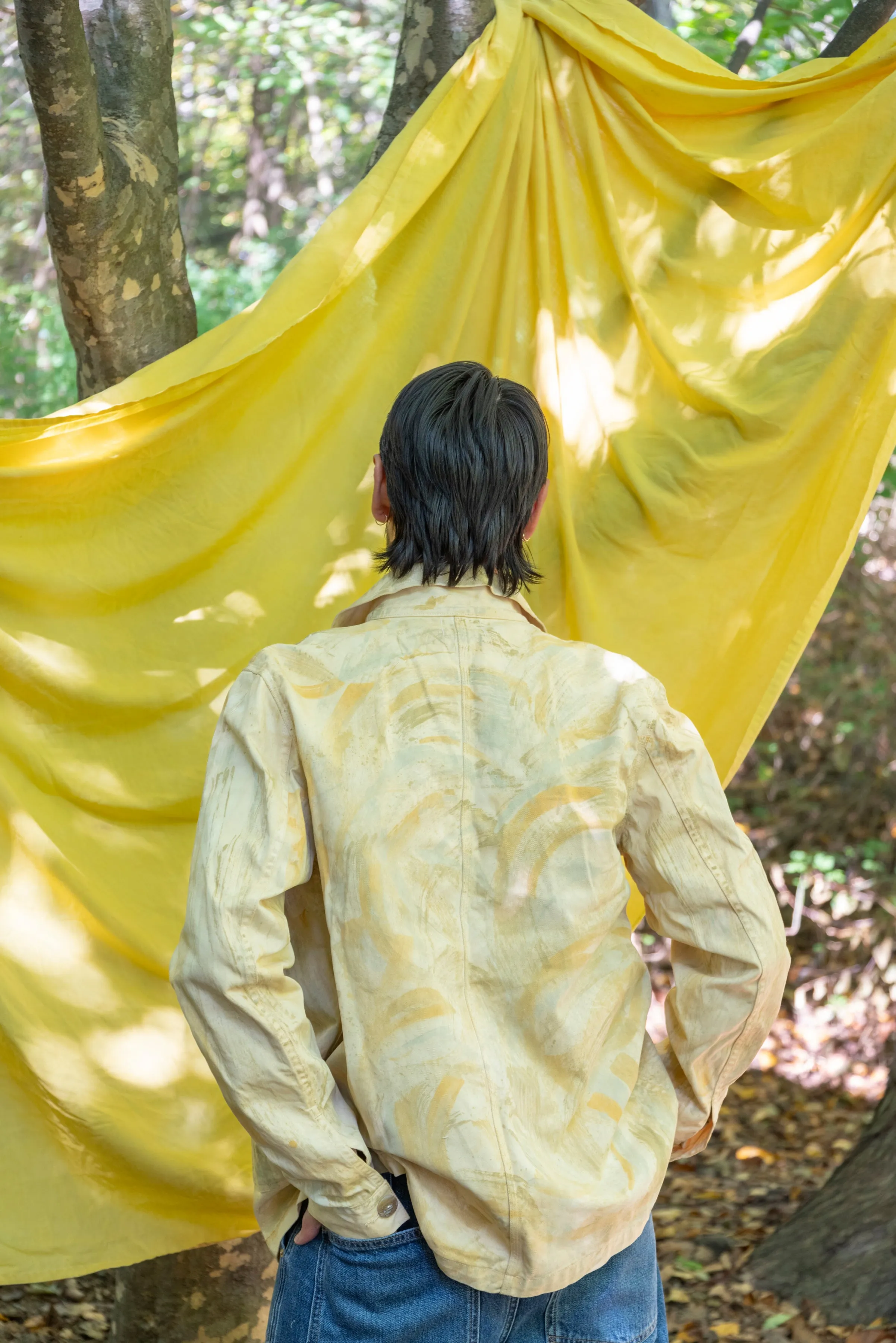 Hand-Painted Cotton Twill Work Jacket - Erosion