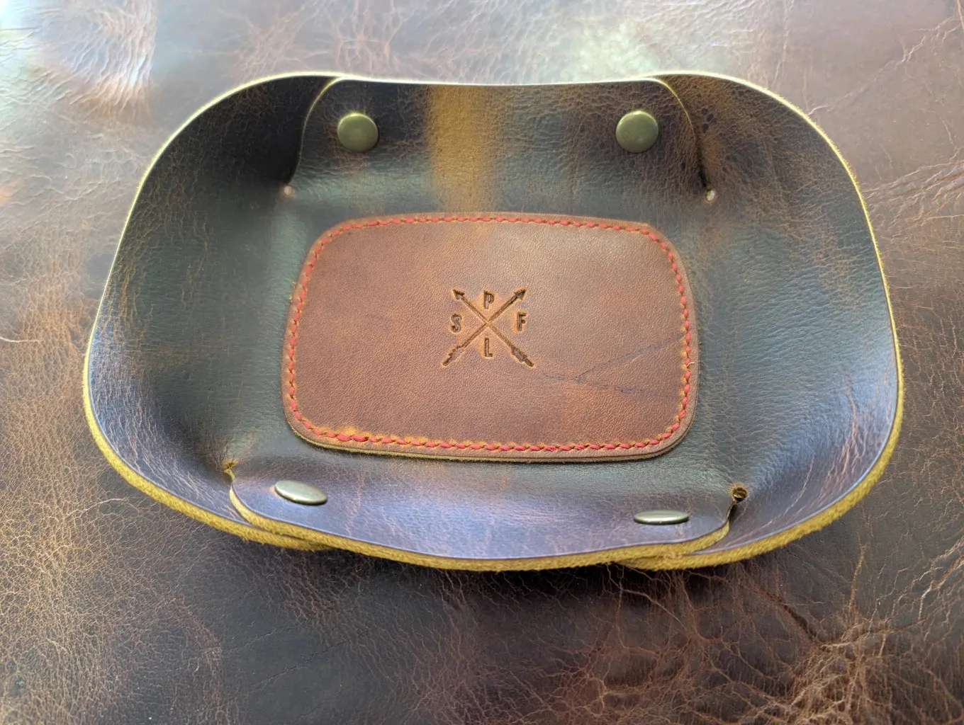 Hand-Stitched Leather Valet Tray, Small