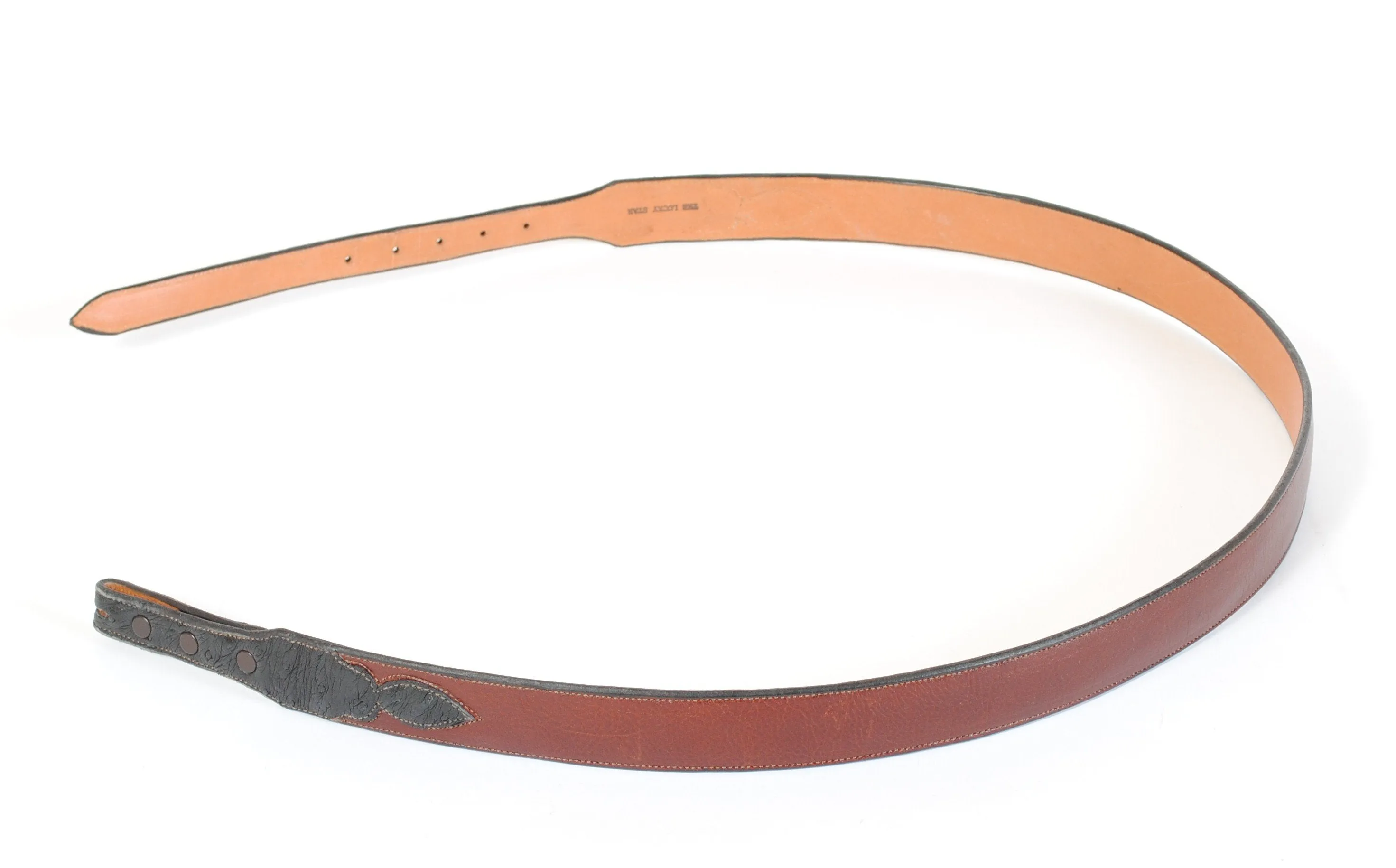 Handmade Belt Western Style in Brown Leather with Ostrich Ends sz 45"