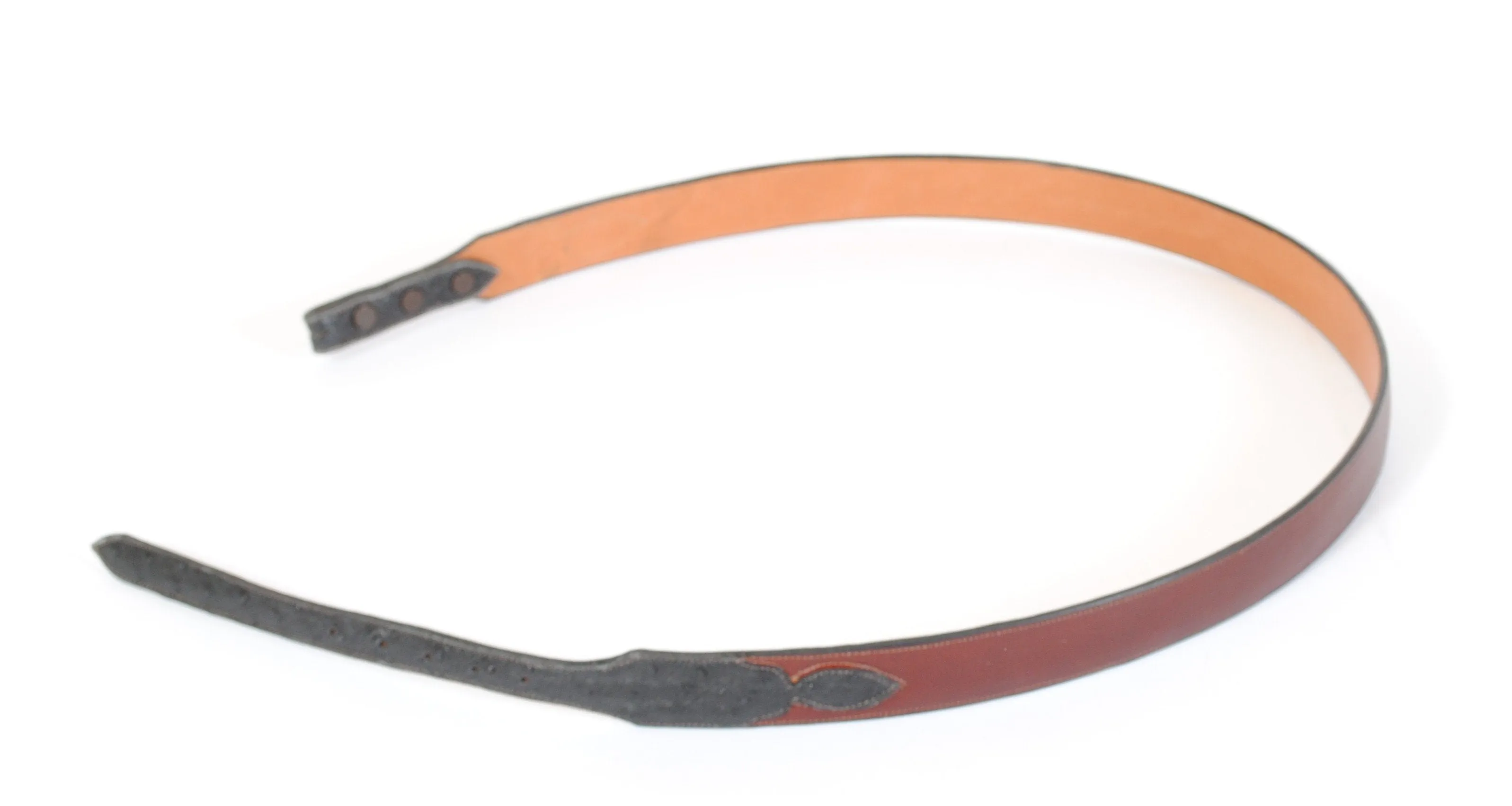 Handmade Belt Western Style in Brown Leather with Ostrich Ends sz 45"
