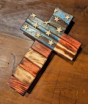 Handmade Cross with American Flag