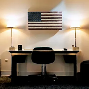 Handmade Standard Wooden American Flag 10" x 19"