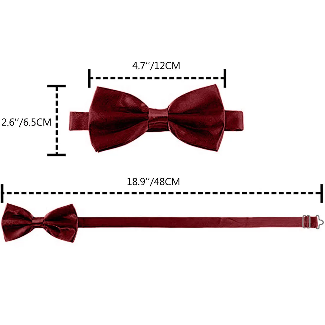 Hanerdun Mens Satin Bow Ties Pre-Tied Formal Neckties Wedding Party Adjustable Bowties