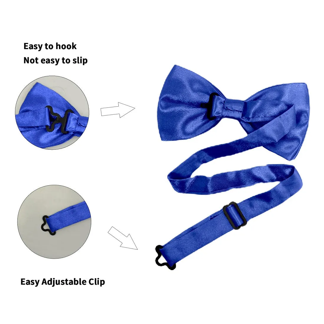 Hanerdun Mens Satin Bow Ties Pre-Tied Formal Neckties Wedding Party Adjustable Bowties