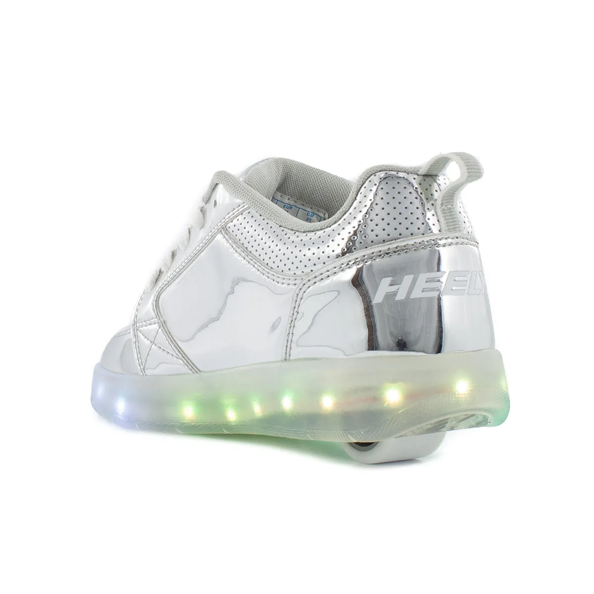 Heelys Girls Light Up Premium 1 Lo Silver Chrome LED