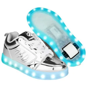Heelys Girls Light Up Premium 1 Lo Silver Chrome LED