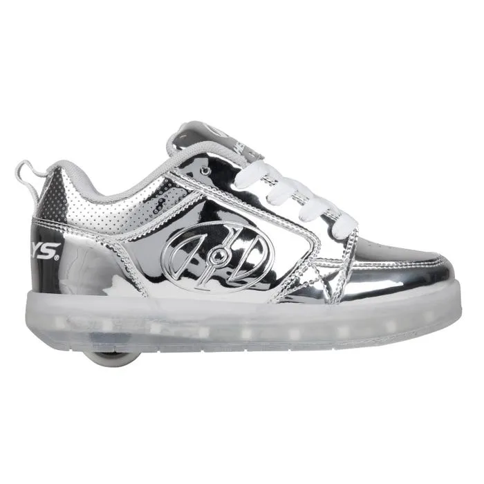 Heelys Girls Light Up Premium 1 Lo Silver Chrome LED