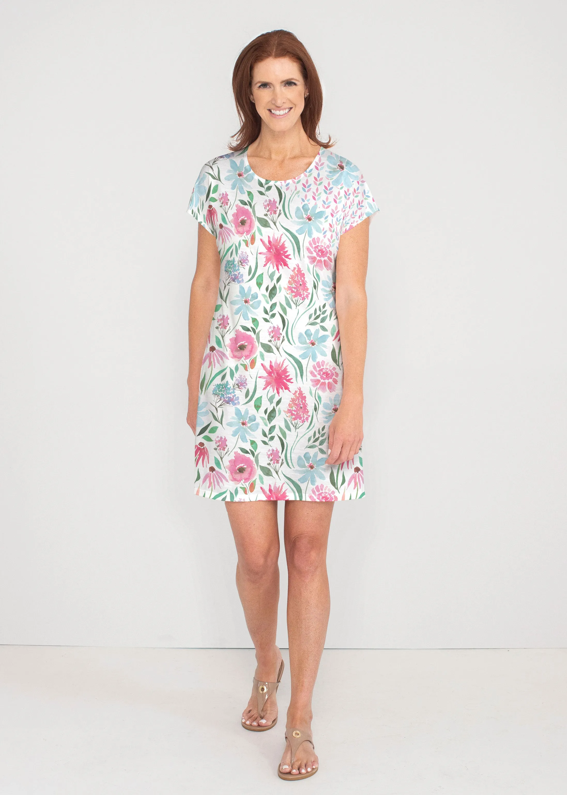 Hello Dolly (8038) ~ French Terry Short Sleeve Crew Dress