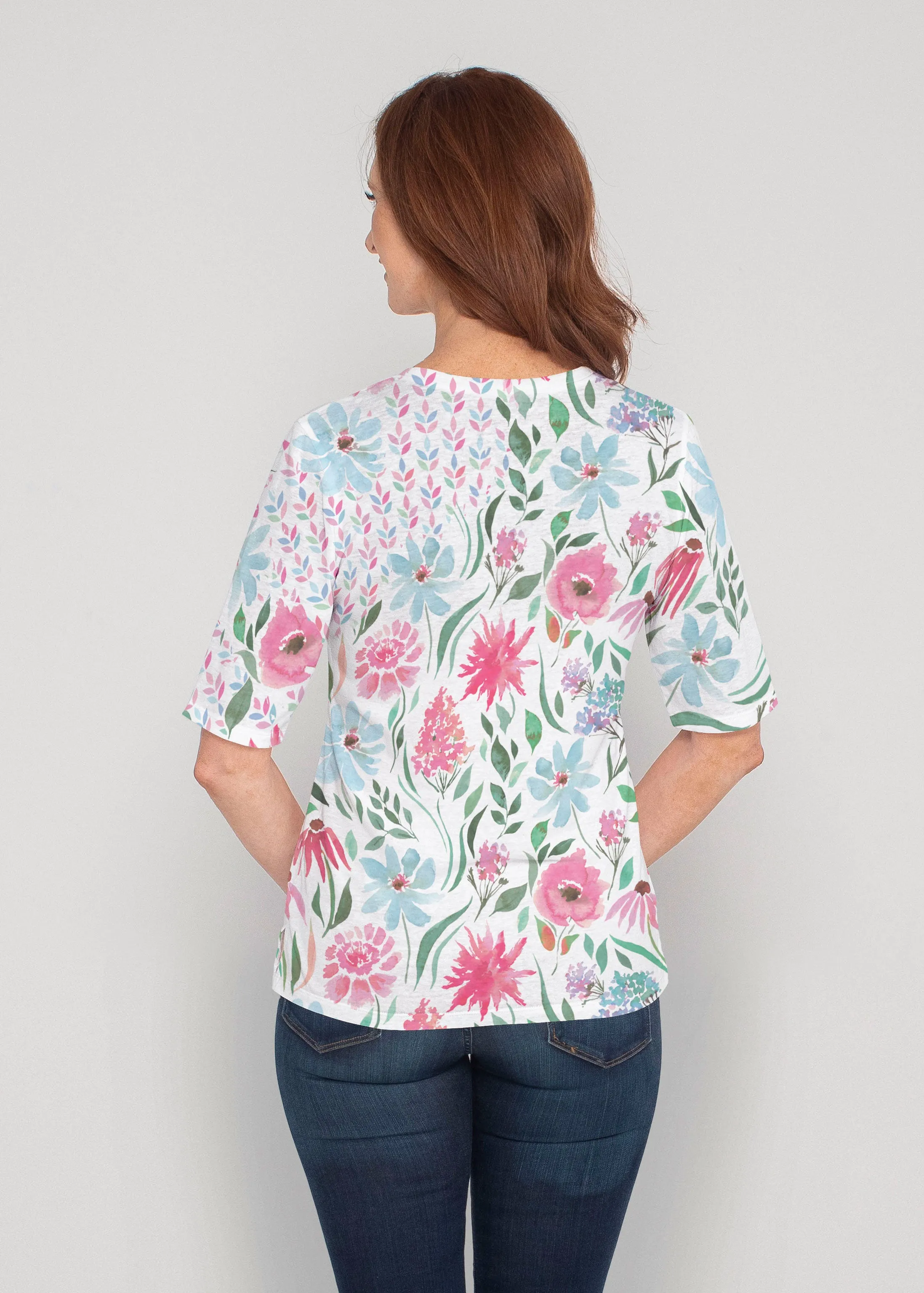 Hello Dolly (8038) ~ Signature Elbow Sleeve V-Neck Top