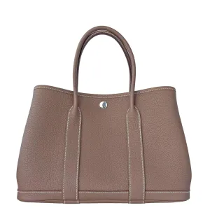 Hermes Etoupe TPM Leather Garden Party Tres Petite Modele Tote Bag 30cm Rare