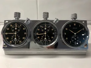 Heuer Rally Timer Autavia Dash Triple Set Timer Hervue Steel Chronograph Vintage Dashboard