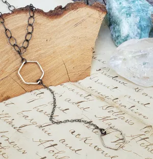 Hexagon Y Necklace in Sterling Silver