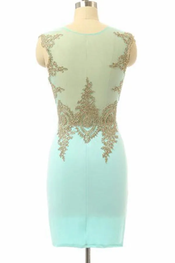 High Quality Sleeveless Short Sheath Mint Homecoming Dress TR0067